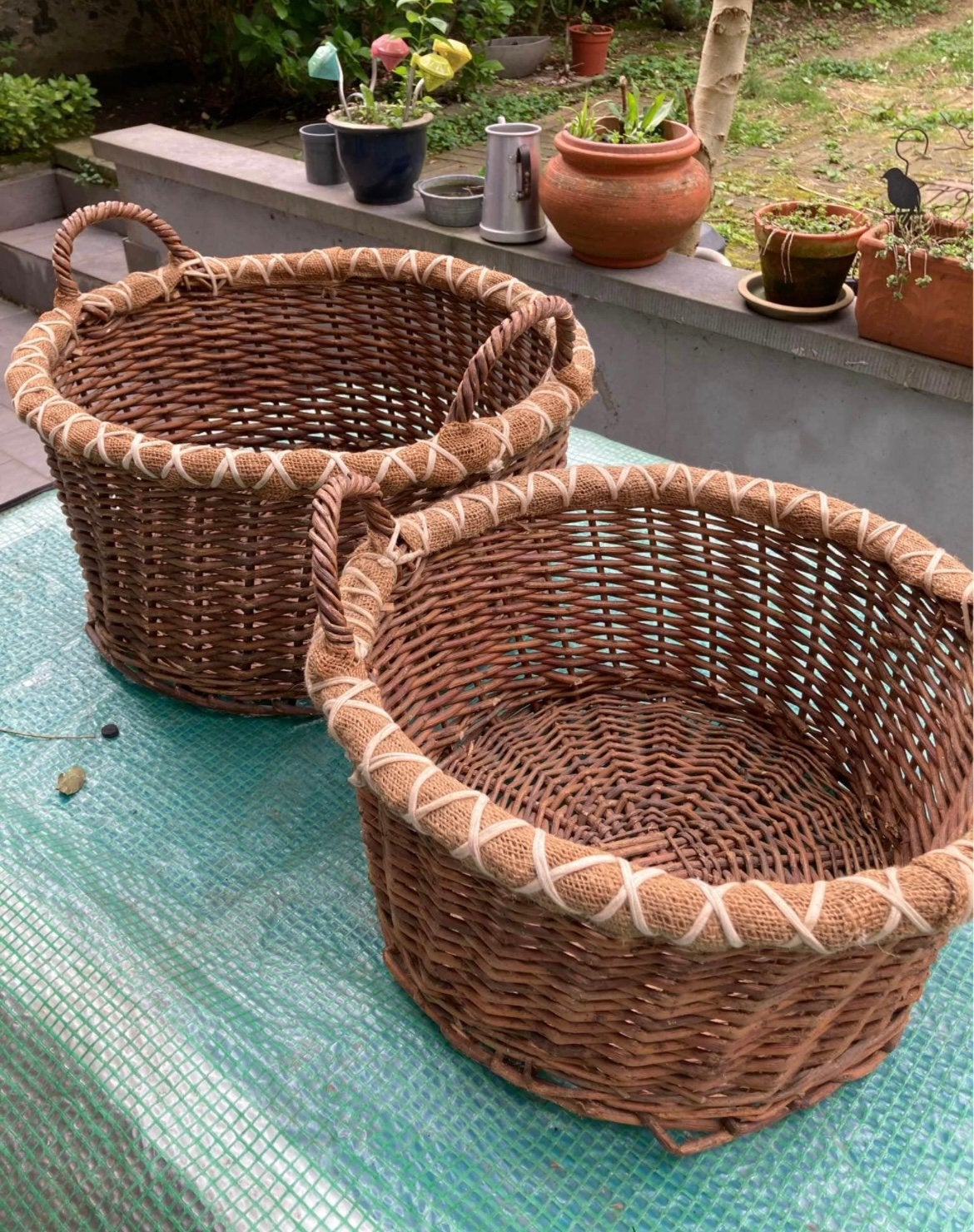 Panier en osier rond, Ophalen, Mand, Rond, Zo goed als nieuw