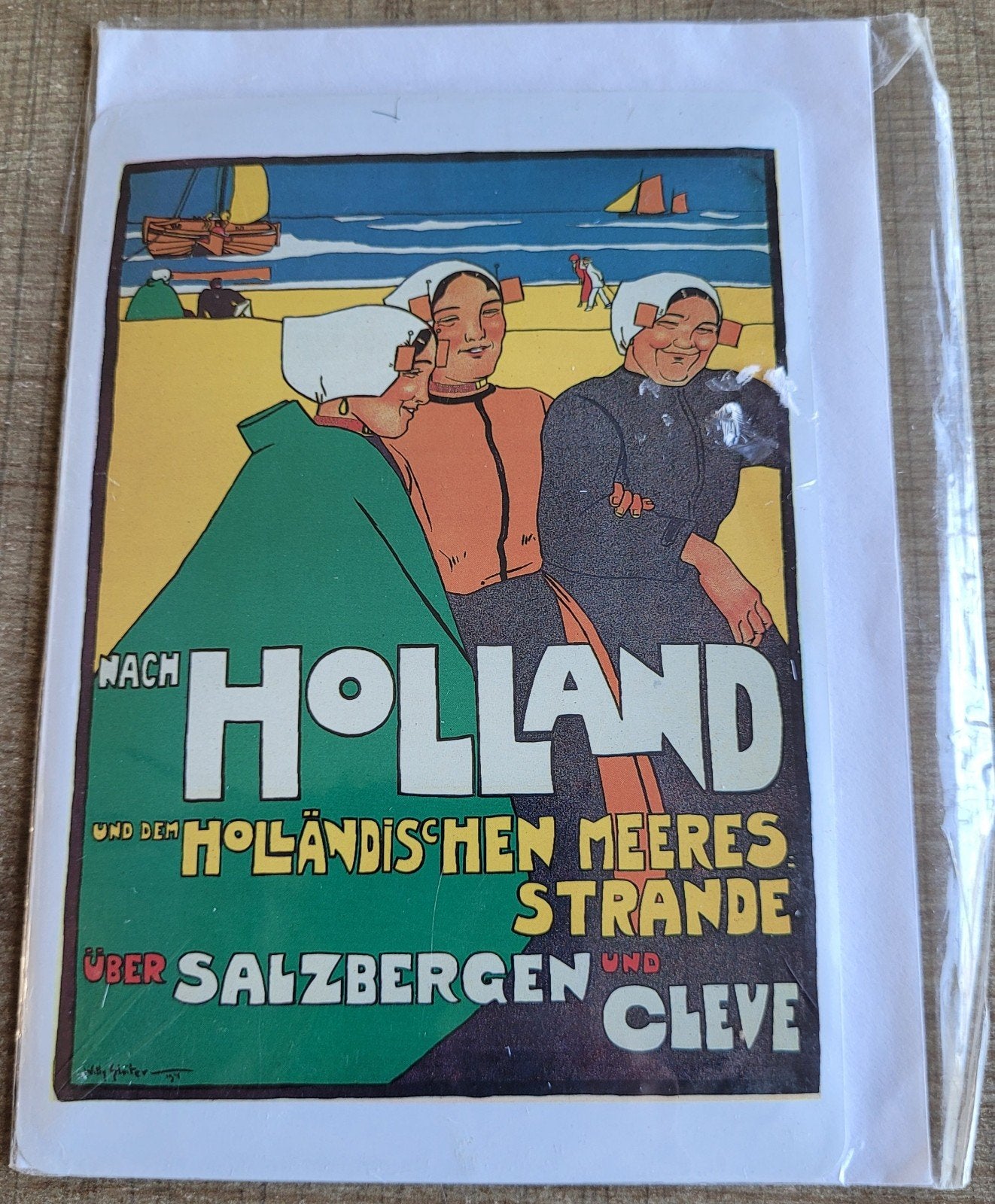 Metalen plaatje/ kaart: oude poster (Willy Sluiter), Antiek en Kunst, Curiosa en Brocante, Ophalen of Verzenden