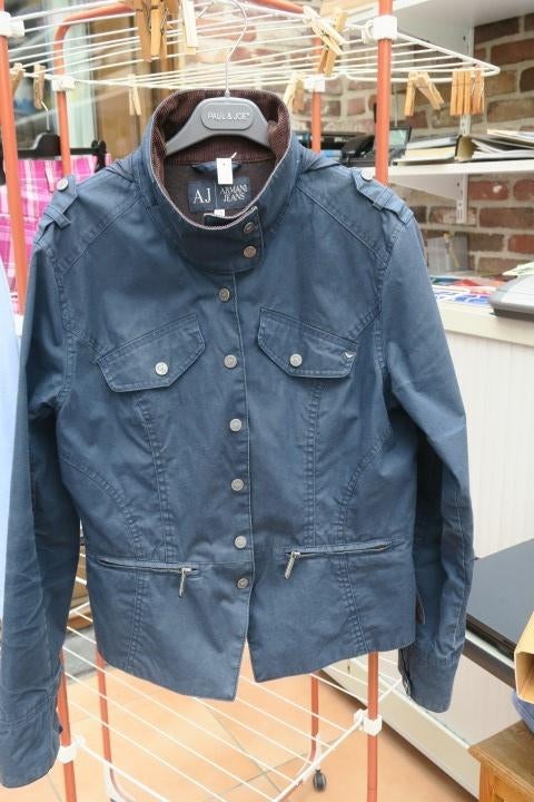 Jasje blauw met kap binnenin wol Armani Jeans mt 42 (it46), Armani Jeans, Blauw, Maat 42/44 (L), Ophalen of Verzenden