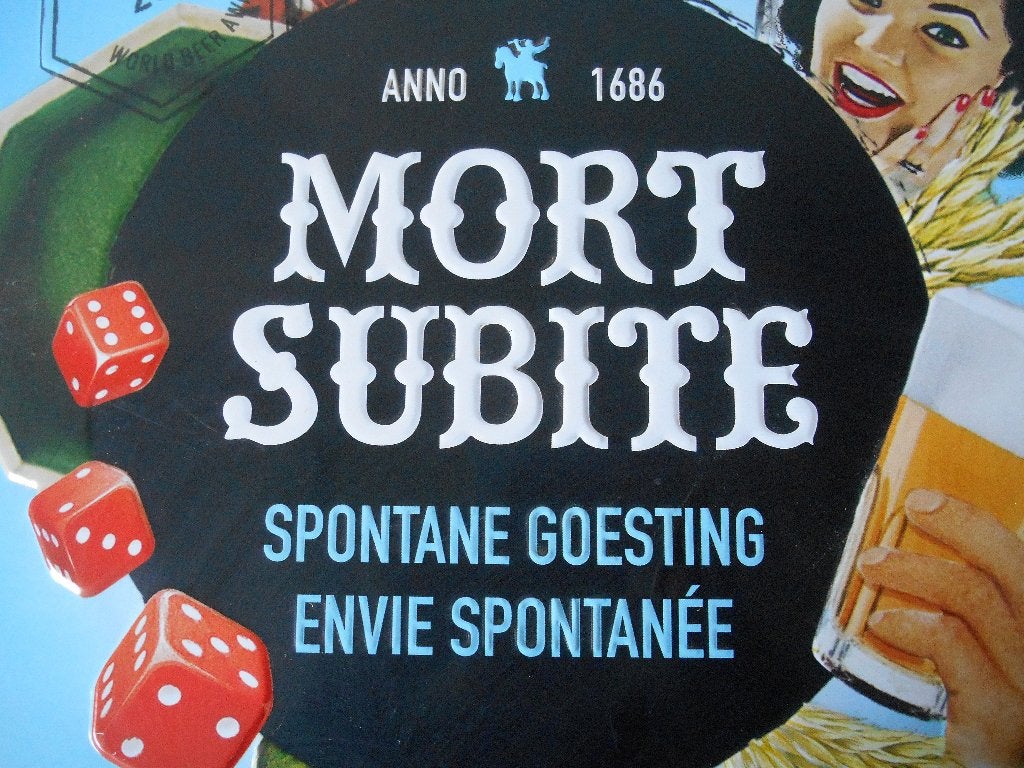 Reclamebord Mort Subite, Verzamelen, Biermerken, Ophalen of Verzenden, Zo goed als nieuw, Reclamebord, Plaat of Schild