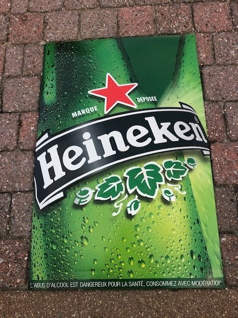 Pancarte Heineken en métal léger, Enlèvement ou Envoi, Utilisé, Panneau publicitaire