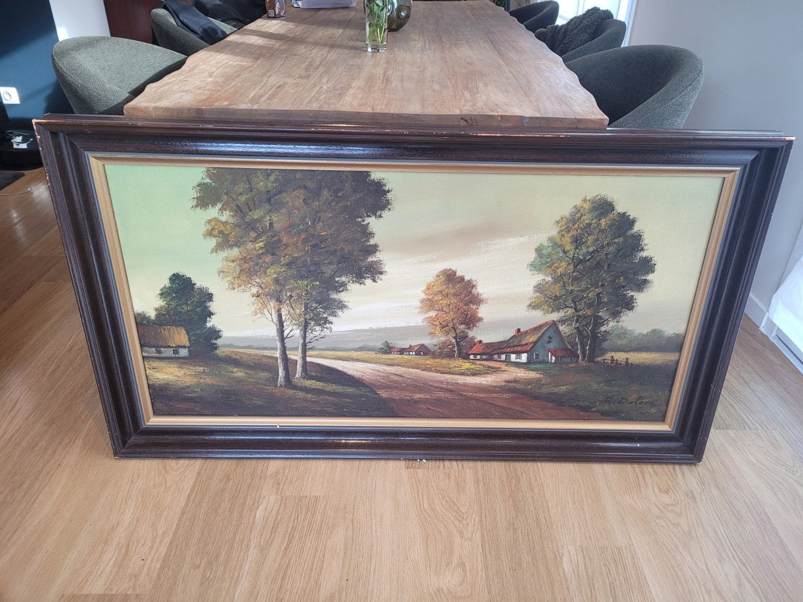 Mooi en sfeervol landschapsschilderij van R. Deleu., Antiquités & Art, Art | Peinture | Classique, Enlèvement, Signé, Paysage
