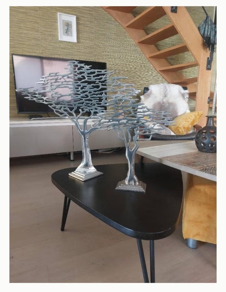 Savanne bomen in verzilverd aluminium, Antiquités & Art, Antiquités | Plateaux, Enlèvement