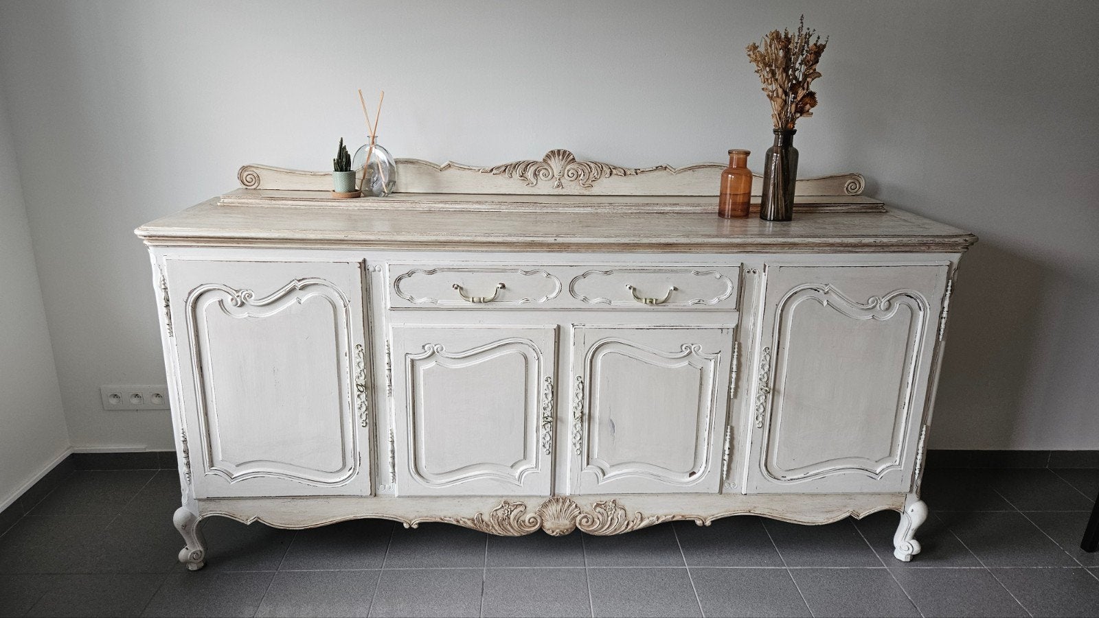 Witte vintage dressoir / opbergkast – Niet te demonteren, 200 cm ou plus, Vintage, Enlèvement, Utilisé