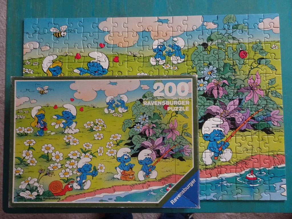 Puzzle 200 pièces Schtroumpfs - La prairie, Enlèvement ou Envoi, Plus de 50 pièces, Comme neuf, 6 ans ou plus