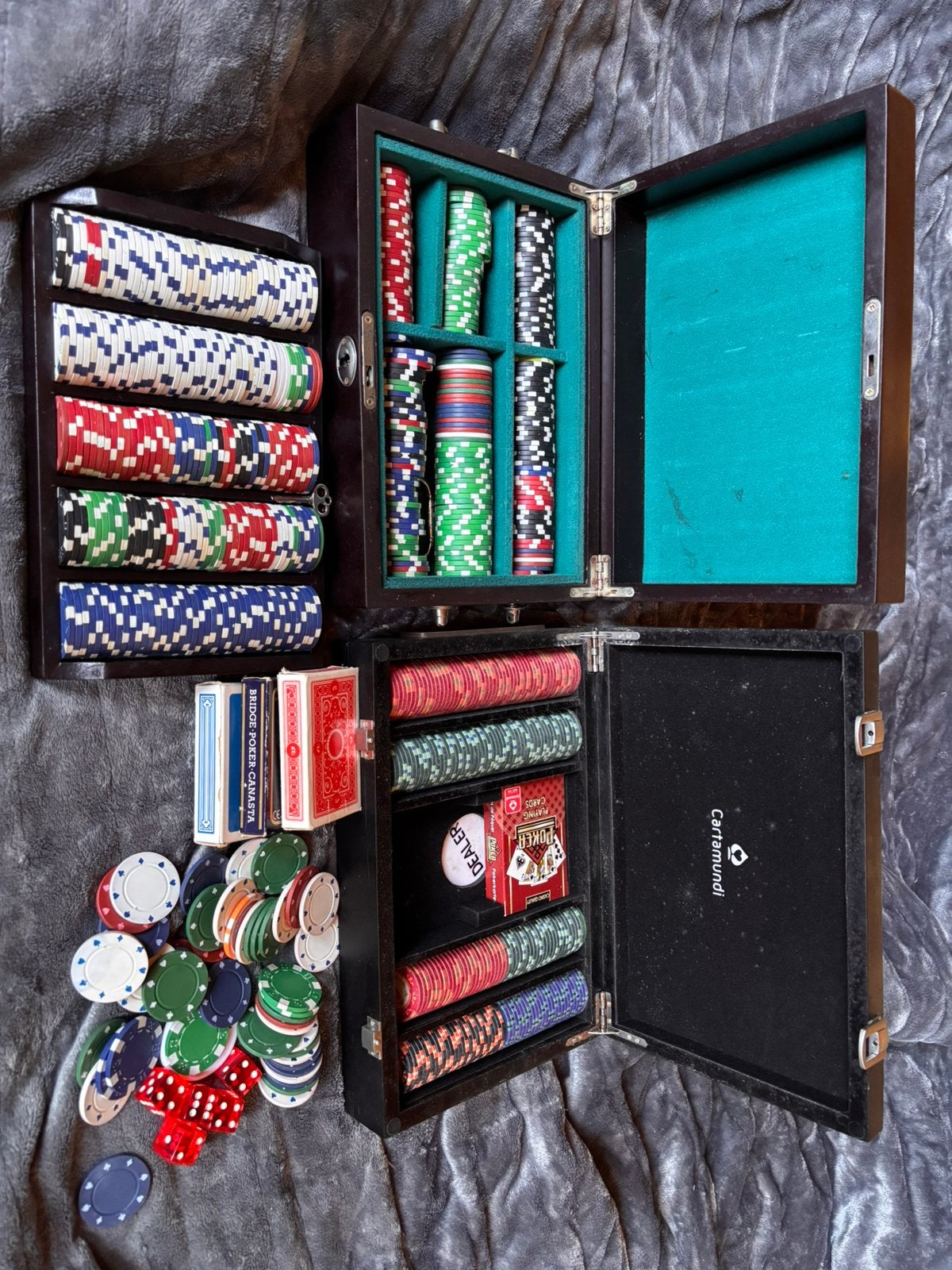 Jetons de Poker avec cartes, Hobby en Vrije tijd, Vijf spelers of meer, Ophalen, Gebruikt