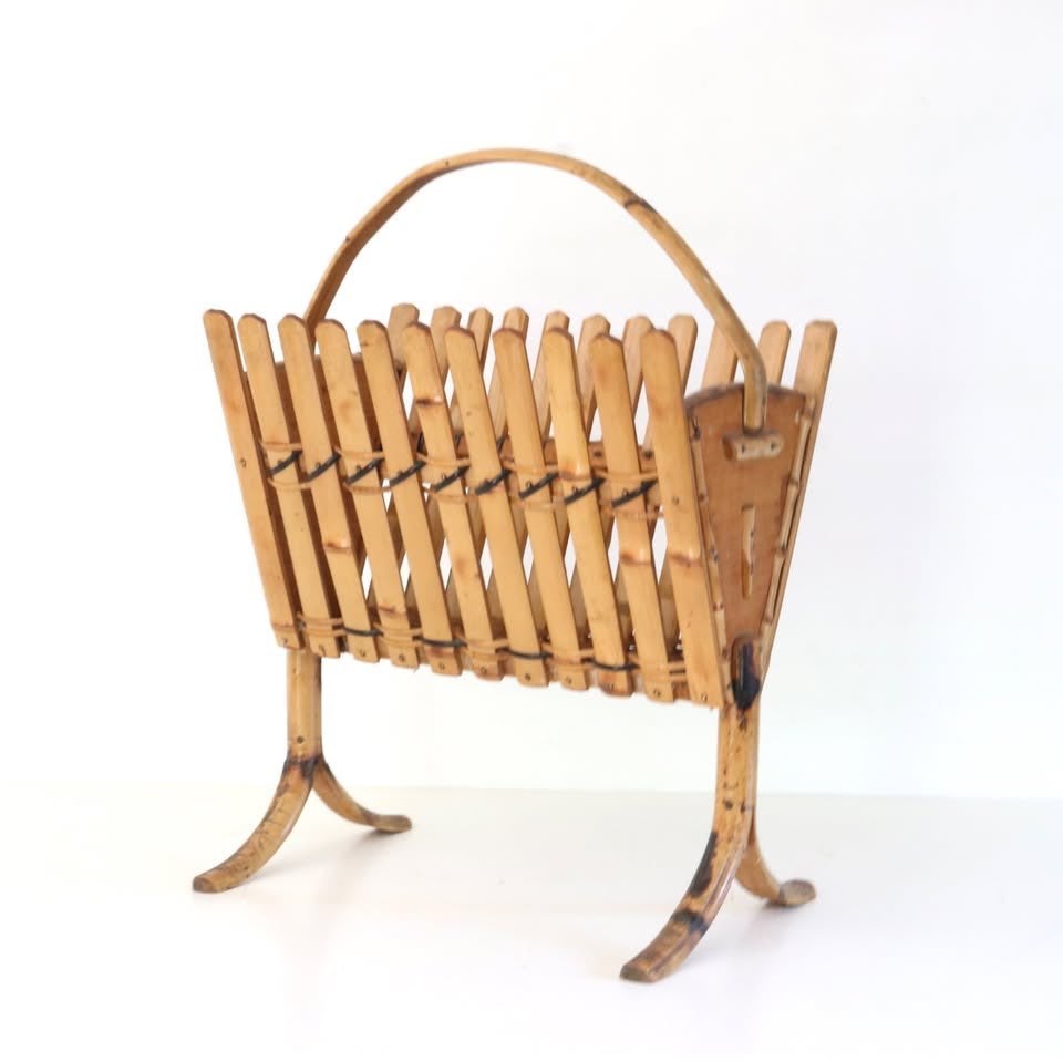 Vintage Fifties Bamboe Krantenbak, Huis en Inrichting, Woonaccessoires | Krantenbakken en Lectuurbakken, Krantenbak, Ophalen of Verzenden