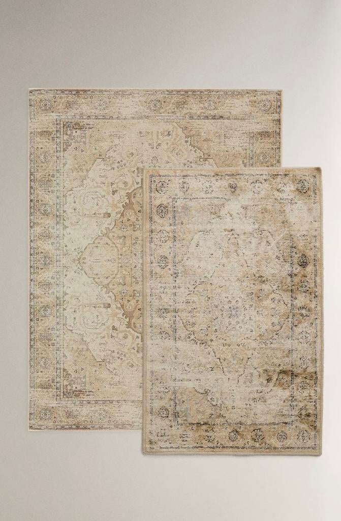 Vloerkleed met vintageffect - Zara Home, Ophalen, 50 tot 100 cm, Grijs, Rechthoekig