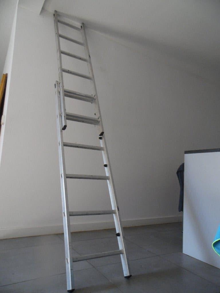 compacte uitschuifbare ladder, Doe-het-zelf en Bouw, Ophalen, Gebruikt, Ladder, Opvouwbaar of Inschuifbaar