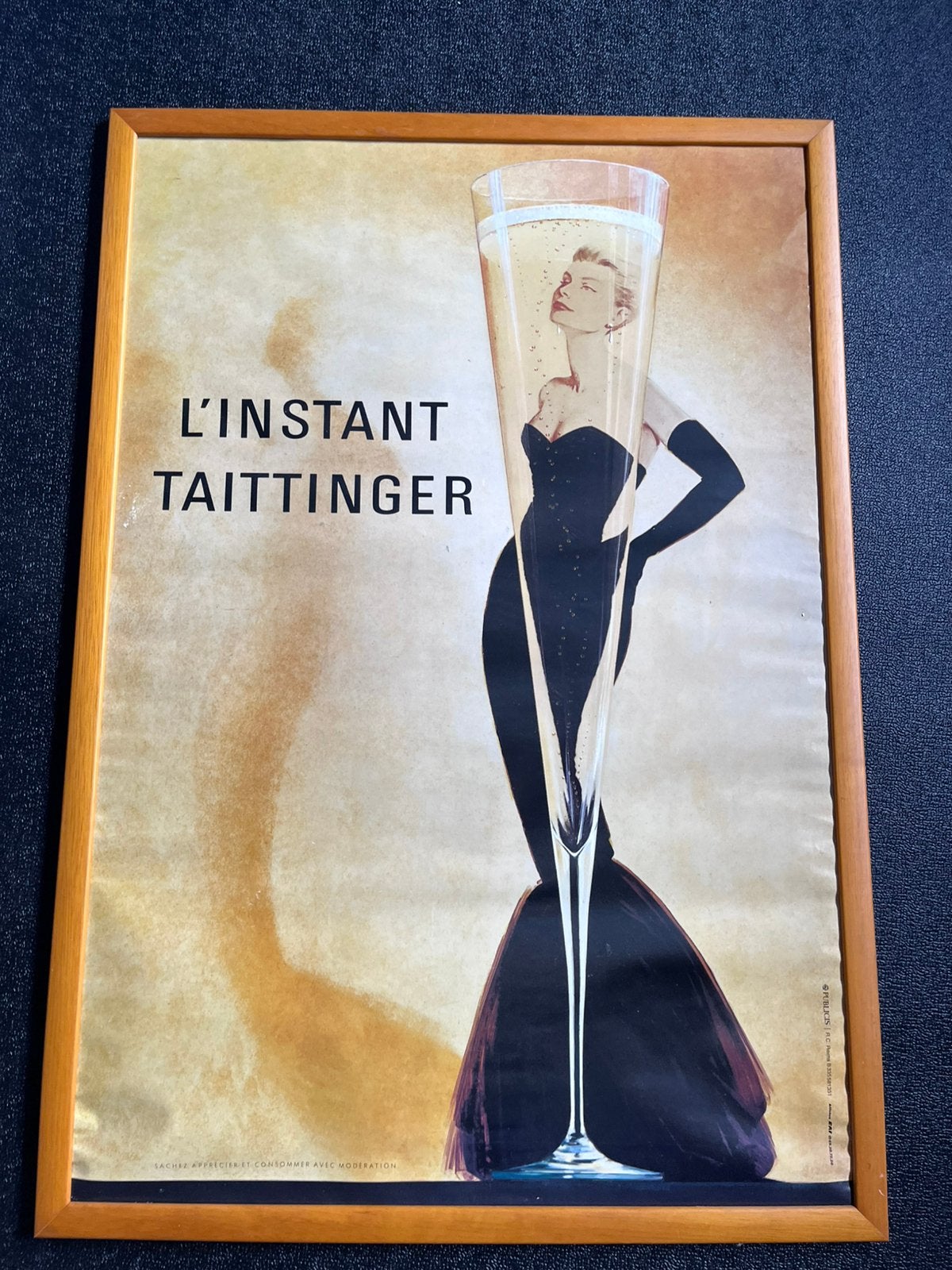 Ingekaderde Originele poster Champagne Taittinger 1987, Ophalen, Met lijst, Reclame, Rechthoekig Staand