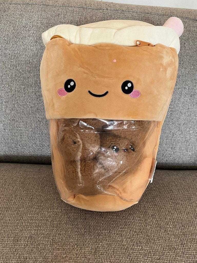 Knuffel/pluche Bubble Tea met kleintjes, Ophalen of Verzenden, Zo goed als nieuw, Middelgroot (20 tot 80 cm)