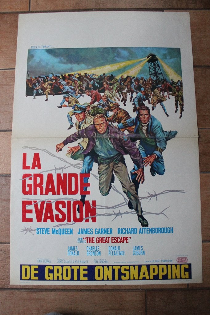 filmaffiche Steve McQueen The Great Escape 1963 filmposter, Enlèvement ou Envoi, Rectangulaire vertical, A1 jusqu'à A3, Comme neuf