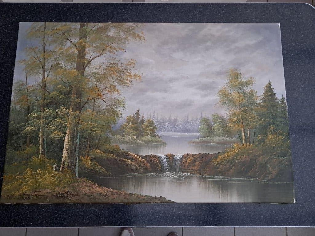 schilderij klassiek natuur landschap 90 x 59.5 cm, Antiek en Kunst, Ophalen, Klassiek, Landschap
