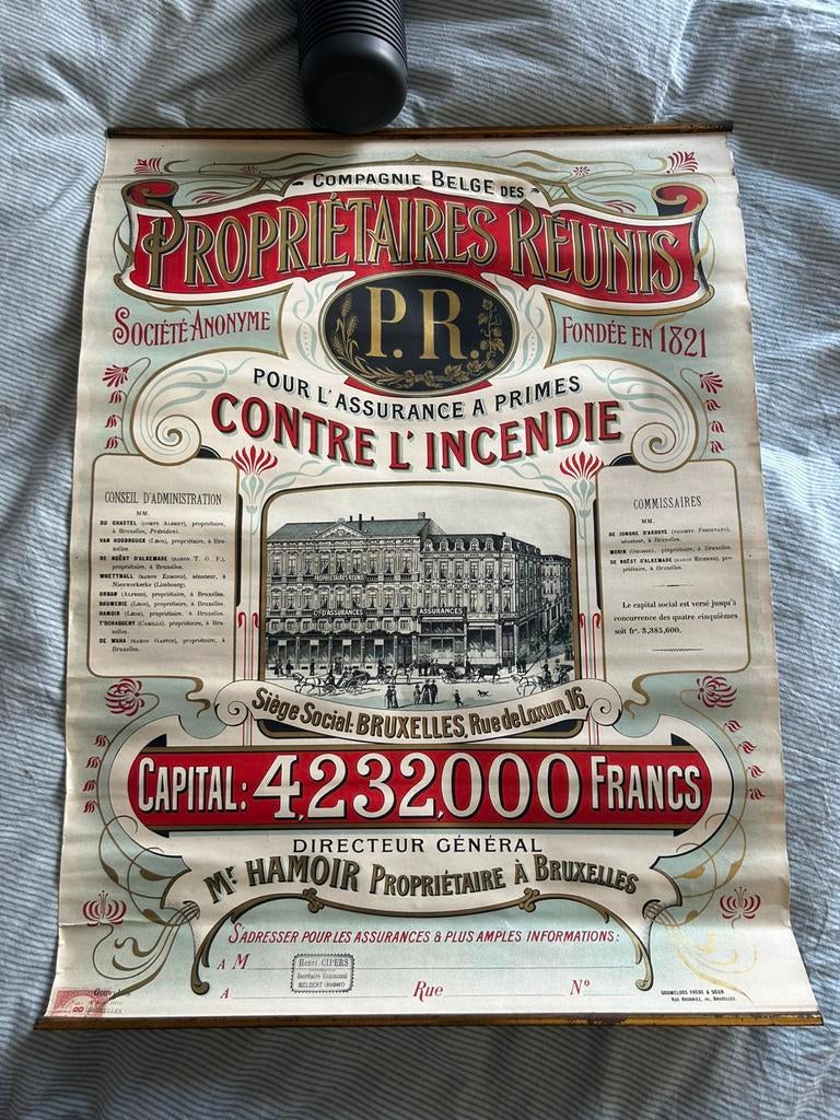 Affiche poster antiek 1910, Verzamelen, Merken en Reclamevoorwerpen, Ophalen of Verzenden, Gebruikt, Overige typen