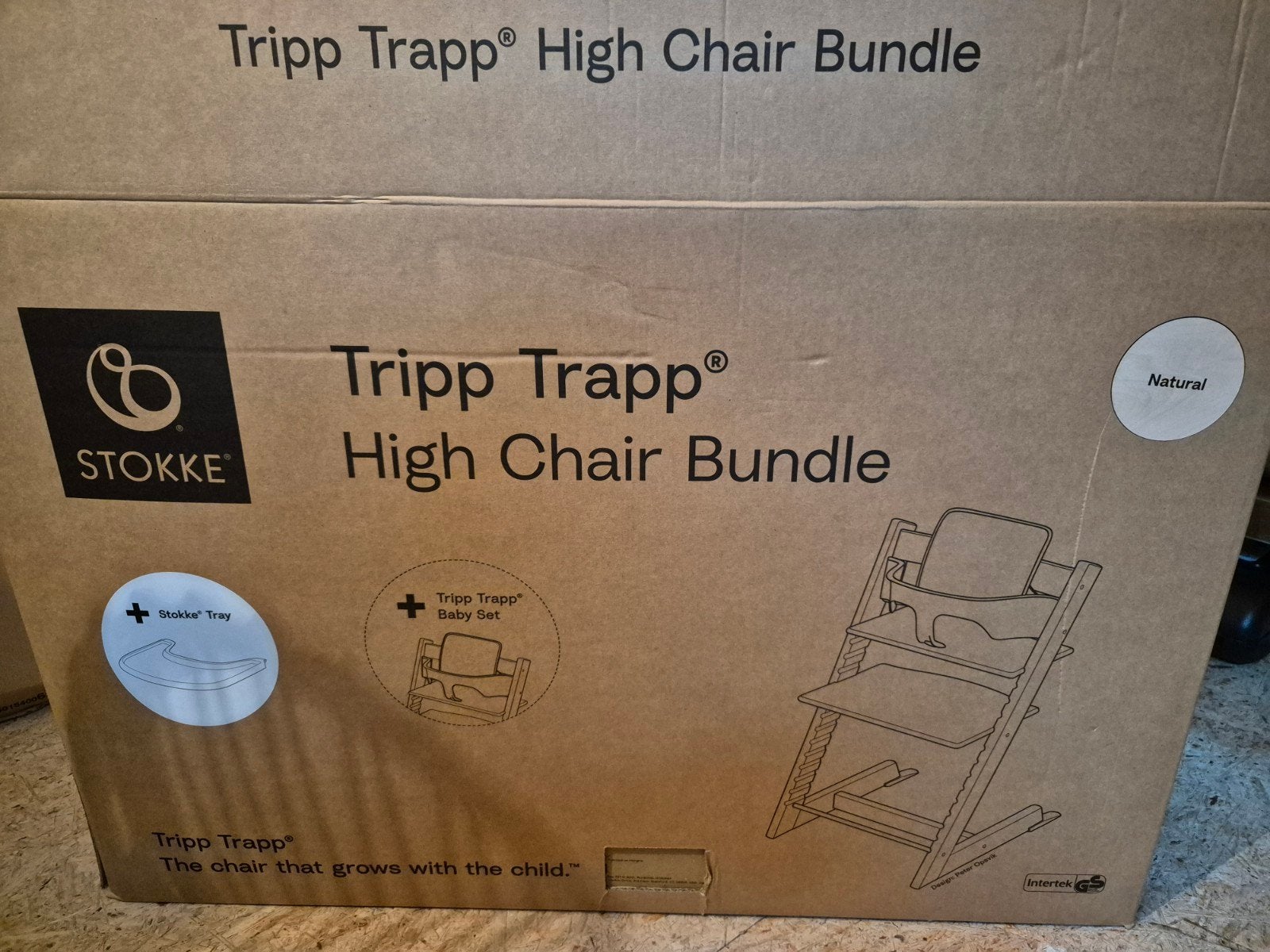 Stokke Tripp Trapp Natural NIEUW IN DOOS+babyset+tafel+harn, Ophalen, Nieuw, Meegroeistoel, Afneembaar eetblad