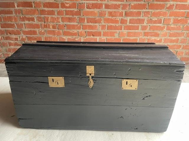 koffer hout - zwart/wit, Antiek en Kunst, Ophalen
