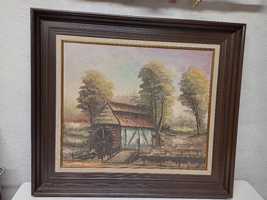 Olieverf schilderij op doek, Antiek en Kunst, Kunst | Schilderijen | Klassiek, Ophalen, Doek, Olieverf, Gesigneerd