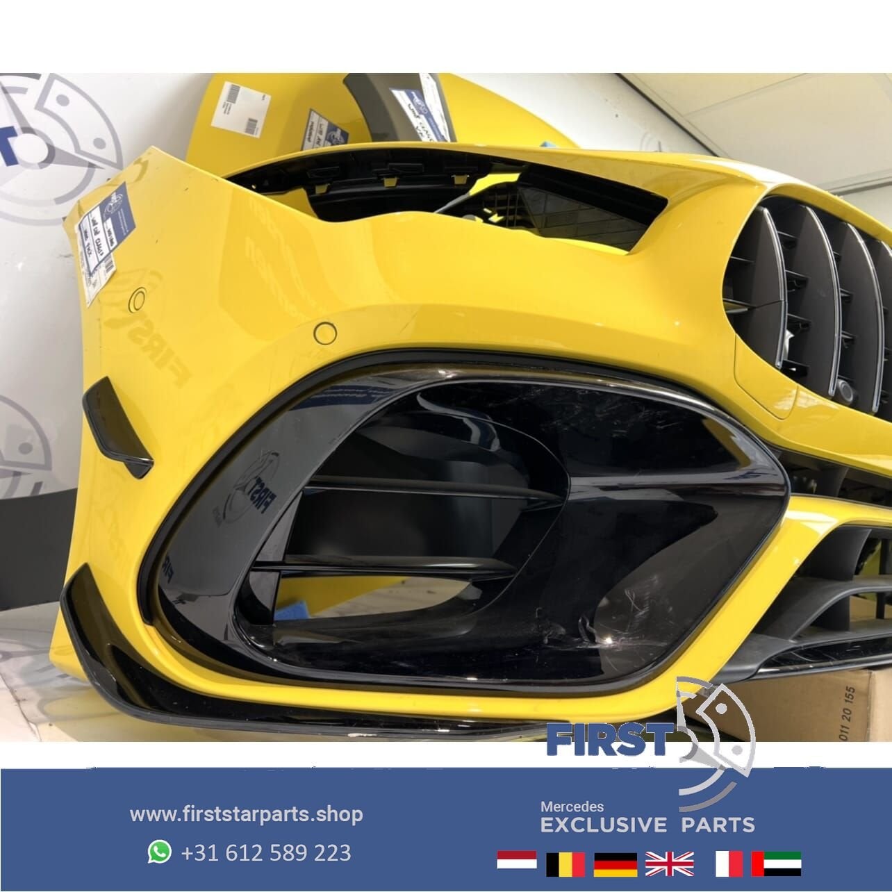 W118 C118 CLA45S AMG VOORKOP GEEL 2018-2023 origineel Merced, Gebruikt, -, Voor, Ophalen of Verzenden