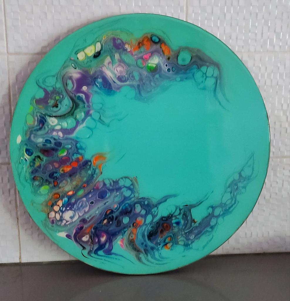 Rond, Blauw, Abstract, 60cm, Antiek en Kunst, Ophalen
