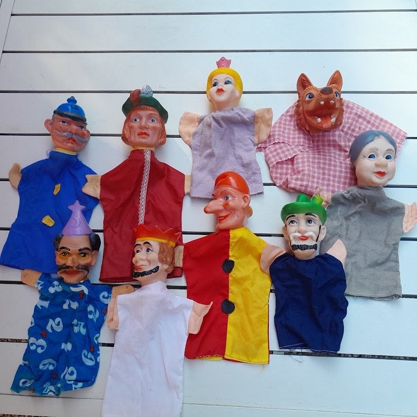 Spectacle de marionnettes, marionnettes à main, 9 pièces., Enlèvement ou Envoi, Utilisé, Autres types