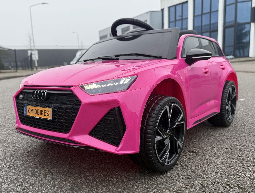 Audi RS6 12v roze + RC - Leder - Rubberband Bluetooth NIEUW, Ophalen of Verzenden, Nieuw