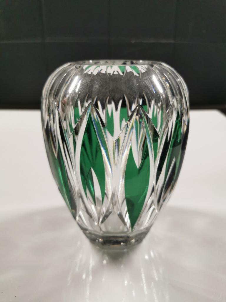 Smaragdgroene vaas. Val saint Lambert, Antiek en Kunst, Antiek | Glaswerk en Kristal, Ophalen of Verzenden
