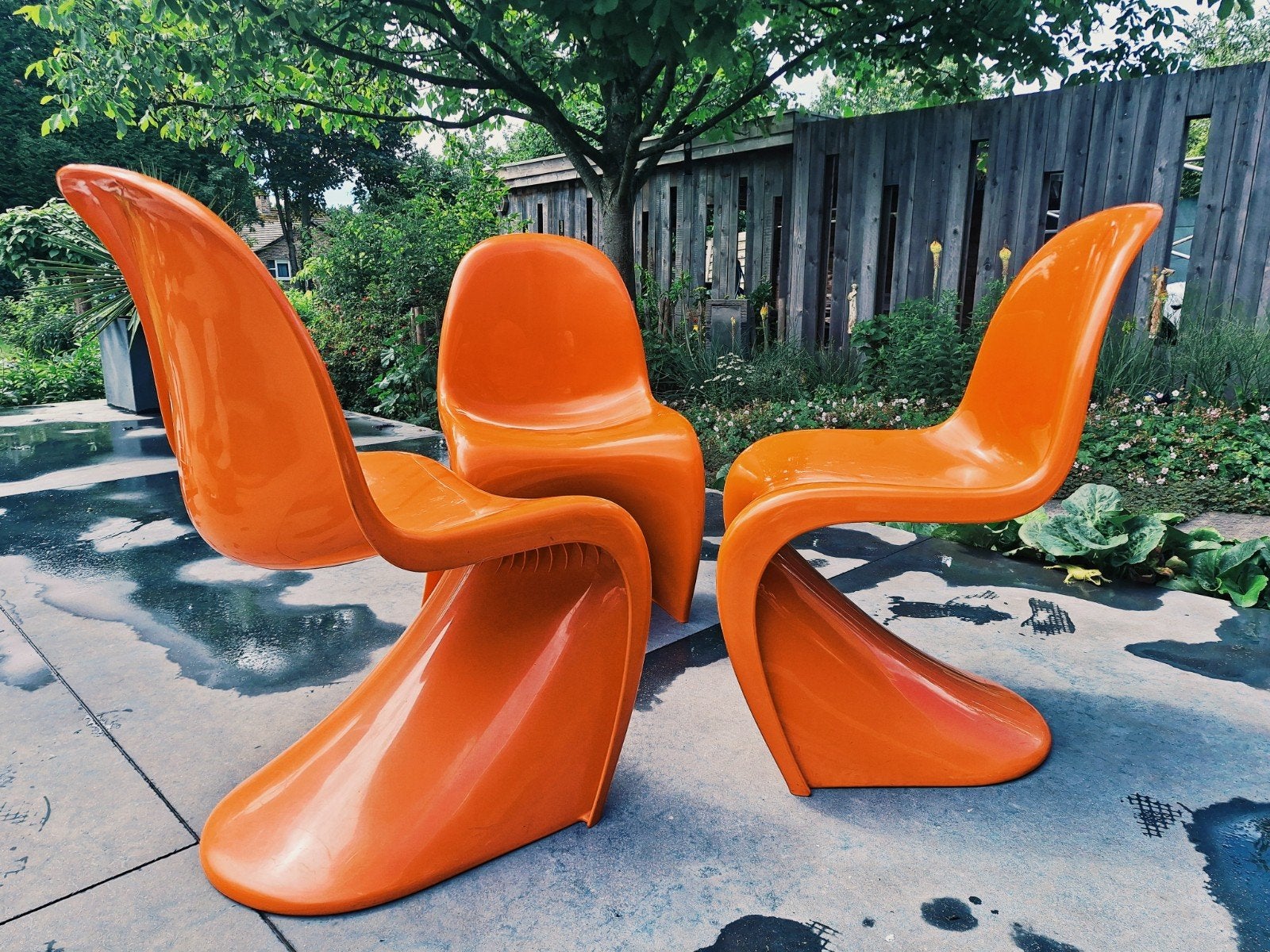 Originele Herman Miller Verner Panton Stoelen (1973) –Oranje, Huis en Inrichting, Stoelen, Ophalen, Drie