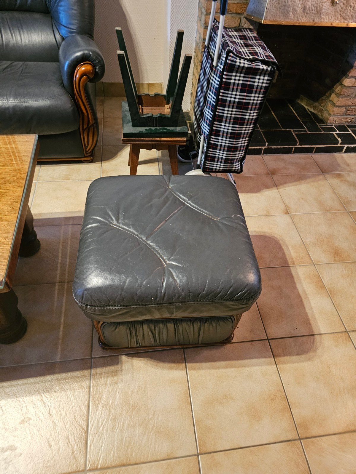 zuiver lederen salon, Enlèvement, Comme neuf, Bois