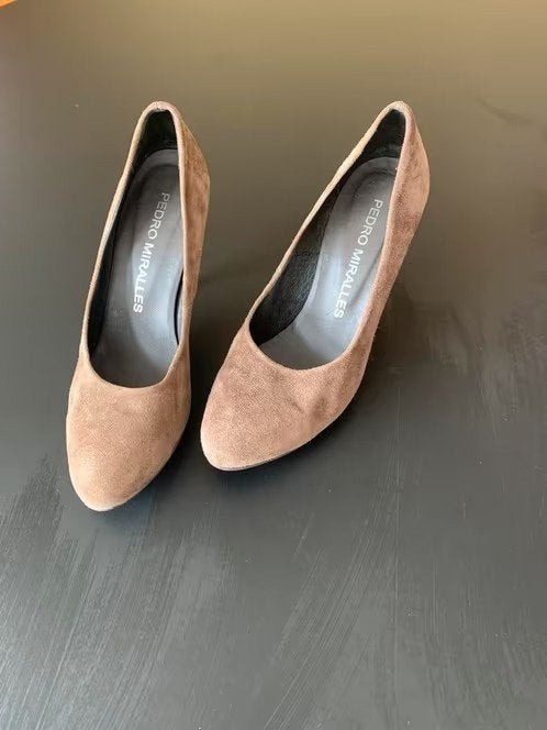 Pumps in taupe daim -, Ophalen, Pumps