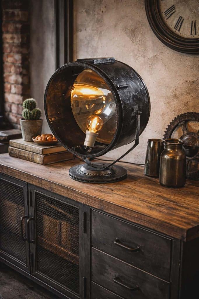 Authentieke grote stoere industriële spot/fabriekslamp., Huis en Inrichting, Ophalen, Gebruikt, Industrieel vintage en stoer wonen