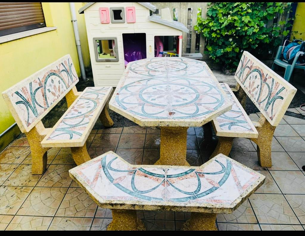 Salon pour jardin en marbre, Jardin & Terrasse, Ensembles de jardin, Enlèvement, Comme neuf