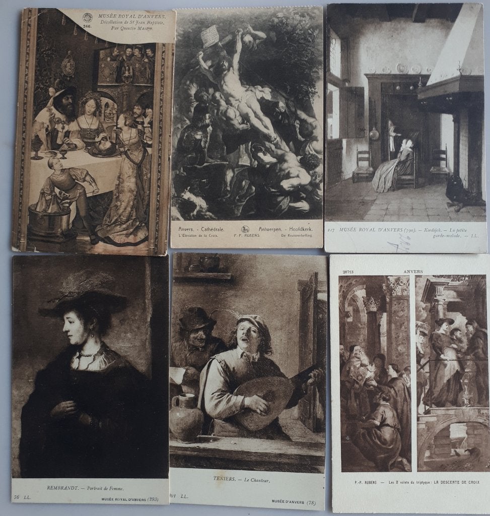 6 Oude Postkaarten ANTWERPEN : Musea Ref.E158, Collections, Enlèvement ou Envoi, 1920 à 1940, Non affranchie, Anvers