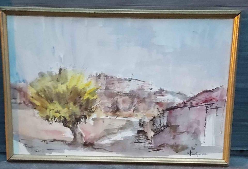Aquarelle paysage signe jose van gucht, Antiek en Kunst, Ophalen of Verzenden