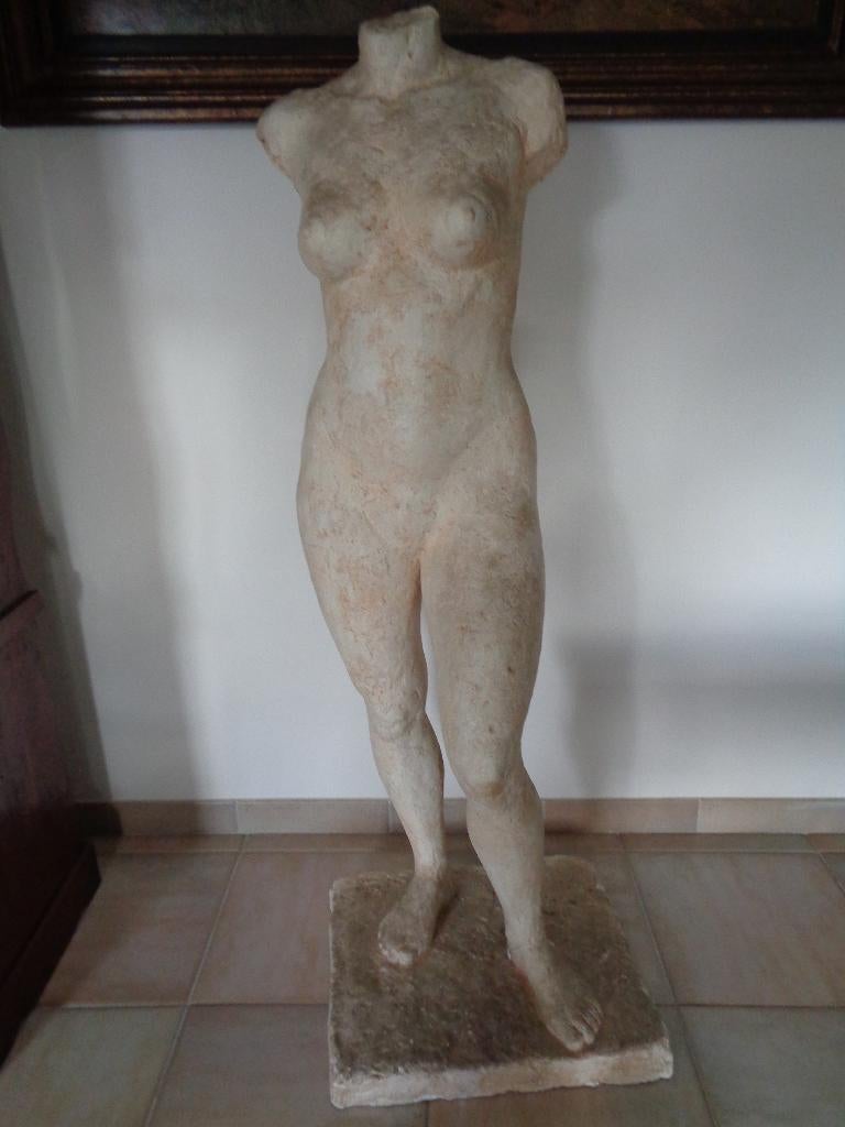 *H. Geldhof (1929) -Prachtig levensgroot beeld van een dame, Antiek en Kunst, Ophalen, Beeld