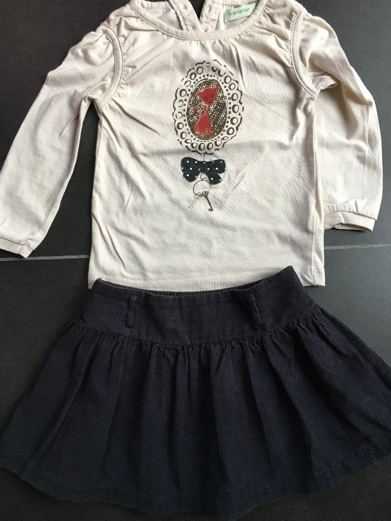 setje premaman rokje grijs met beige t-shirt maat 86, Enfants & Bébés, Vêtements de bébé | Taille 86, Enlèvement ou Envoi, Ensemble