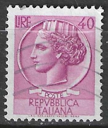 Italie 1968/1972 - Yvert 1001 - Munt van Syracuse 40 l. (ST), Verzenden, Gestempeld