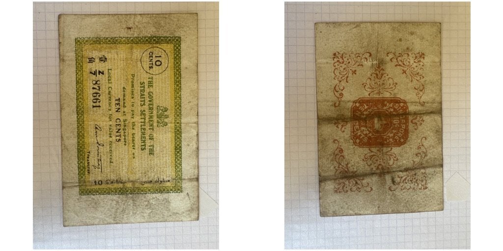 Straits Settlements 10 Cents - Brits koloniaal noodgeld WOI, Ophalen of Verzenden, België