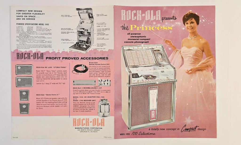 ROCK-OLA Model PRINCESS Juke-Box 1961 original folders, Collections, Enlèvement ou Envoi, Utilisé