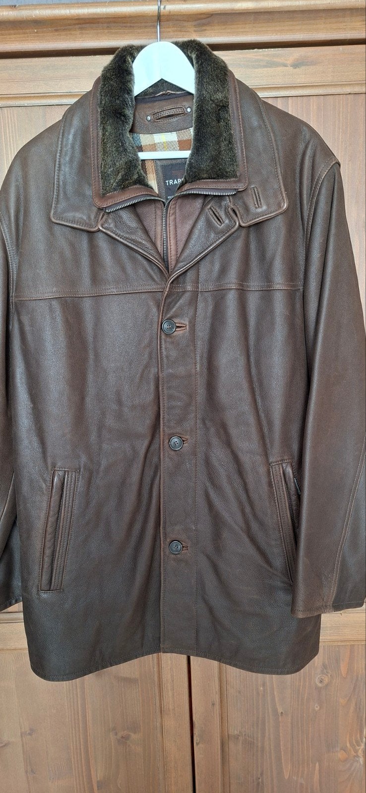lederen wintervest maat 54 wel XL, Ophalen, Maat 52/54 (L), Bruin, Zo goed als nieuw