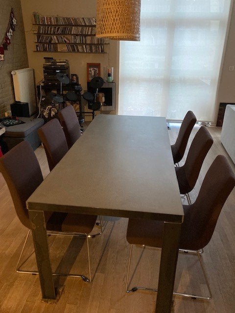 Eettafel Betonlook 200 cm x 85 cm, Huis en Inrichting, Tafels | Eettafels, Zo goed als nieuw, 50 tot 100 cm, 150 tot 200 cm, Vijf personen of meer