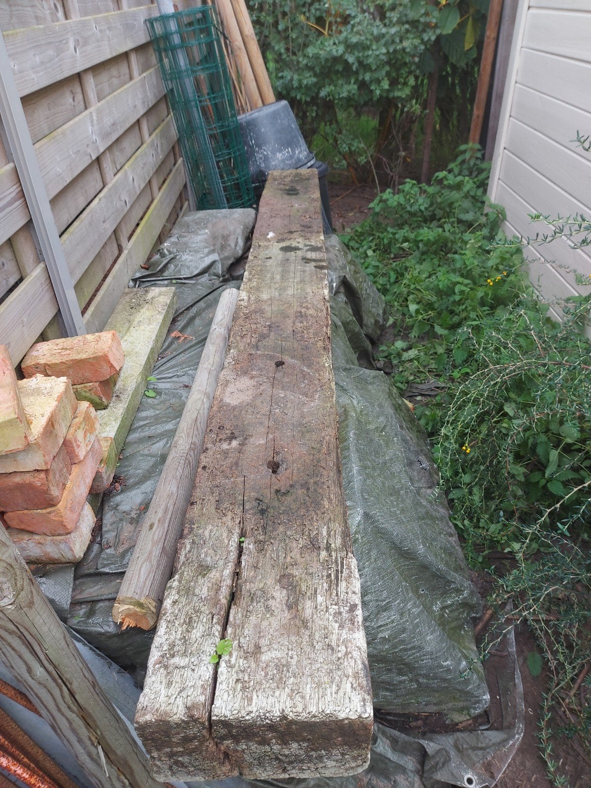 Treinbiels 24x14x260, Tuin en Terras, Ophalen, Gebruikt, 250 cm of meer, Hardhout