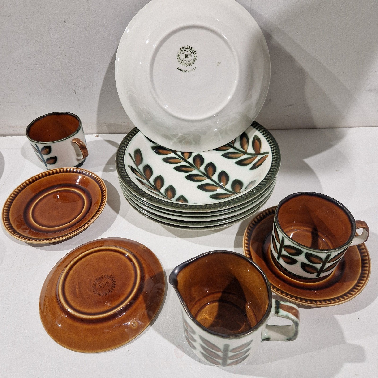boch Rambouillet set , 6 diepe borden , melkkan , 2 tassen, Antiek en Kunst, Ophalen