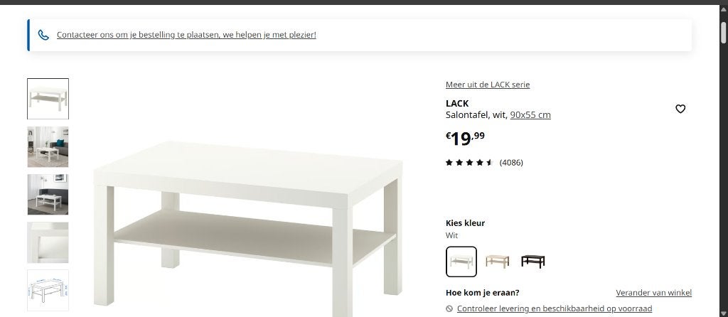 tafel – Wit – €15, Huis en Inrichting, Ophalen, Nieuw, Rechthoekig, 50 – 75