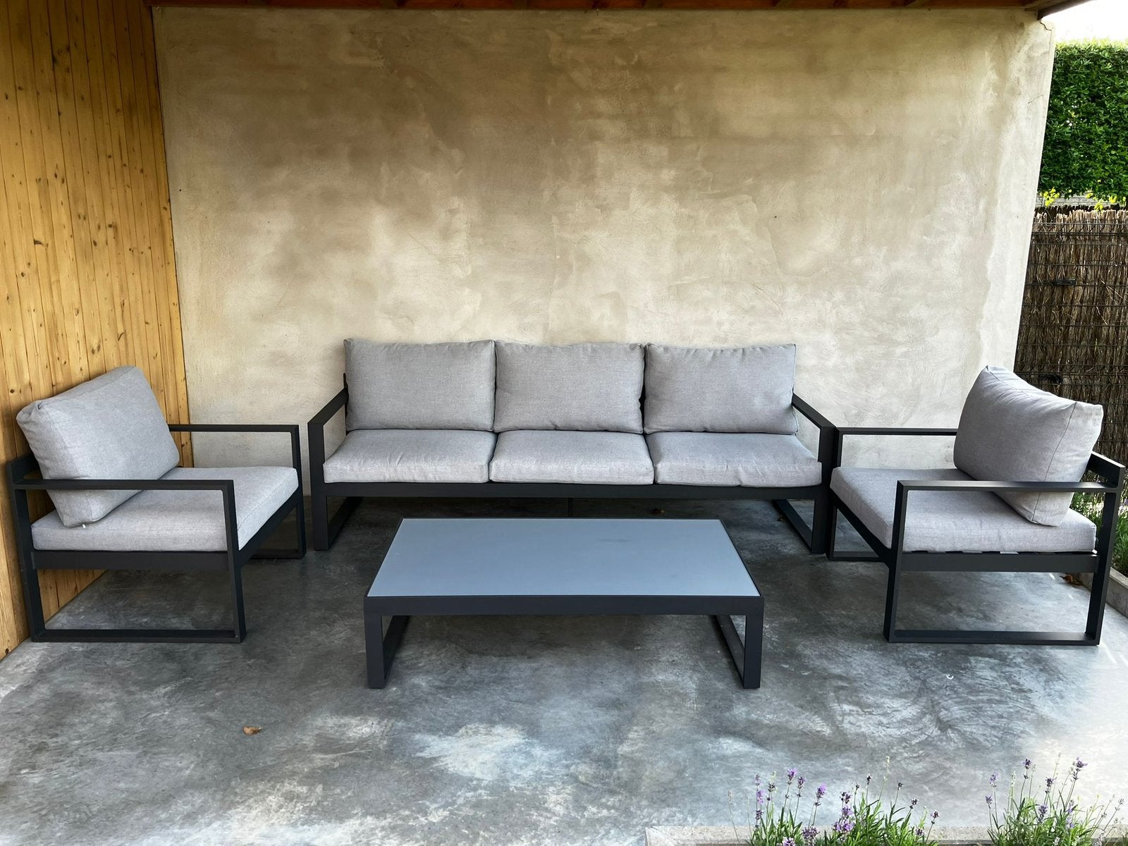 Ensemble de salon (anthracite avec coussin gris clair), Enlèvement, Comme neuf, Sets de jardin