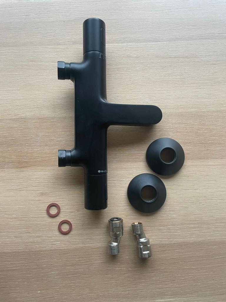 Blaufoss Apollo thermostatische badkraan - mat zwart, Doe-het-zelf en Bouw, Sanitair, Ophalen of Verzenden, Zo goed als nieuw
