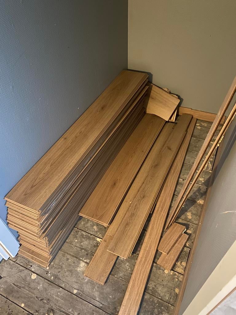 Laminaatvloer 20m2, Ophalen, Kunststof, Gebruikt, 10 m² of meer