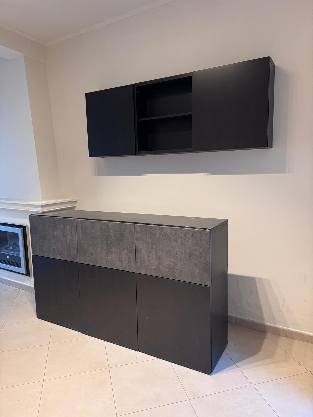 IKEA BESTÅ kastencombinatie – Zwart met betonlook front, Ophalen, Zo goed als nieuw