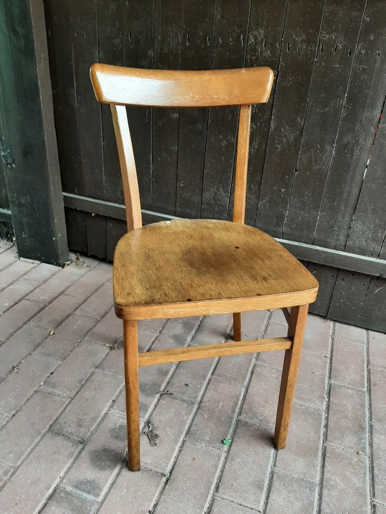 Houten (café-)stoel, Huis en Inrichting, Ophalen, Gebruikt, Bruin, Eén