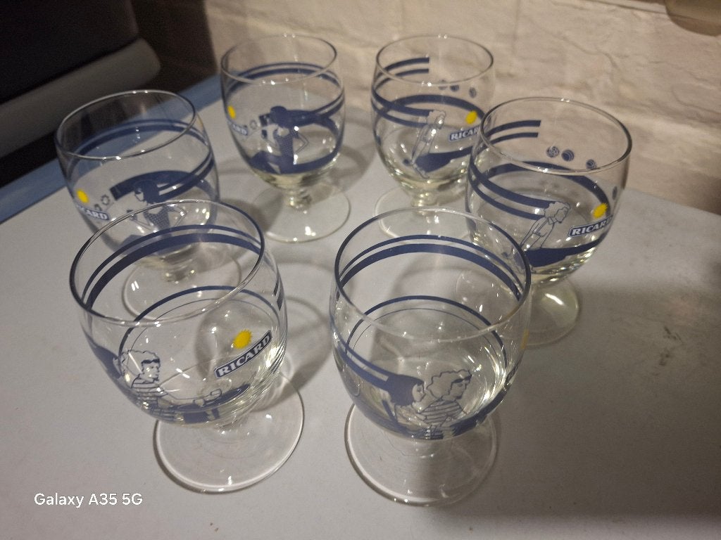 6 verres RICARD série pétanque, Ophalen of Verzenden, Nieuw, Overige typen