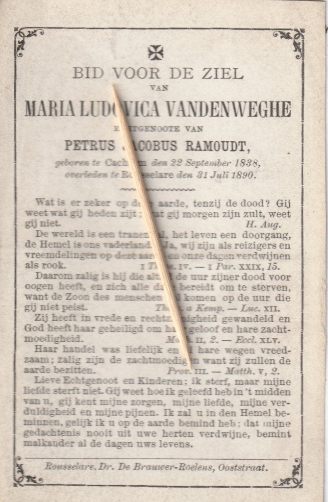 Bidprentje Kachtem, Verzamelen, Bidprentjes en Rouwkaarten, Verzenden, Bidprentje
